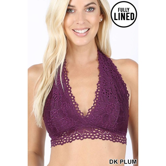 Zenana Lot of 3 Plus size Lace‎ halter Bralette - Picture 4 of 5